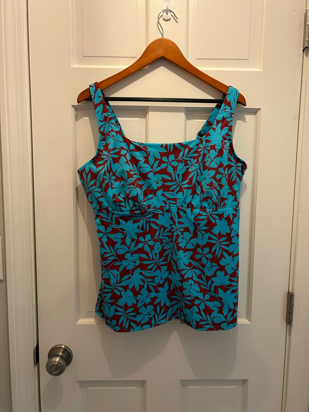 Turquoise Floral Tank Top - Women's Swimsuit Top